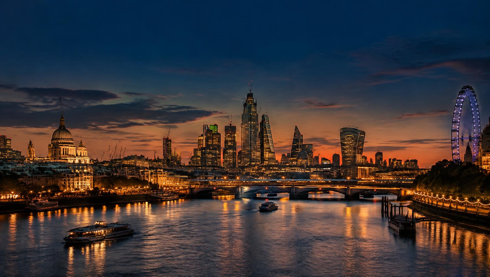 London skyline at dusk